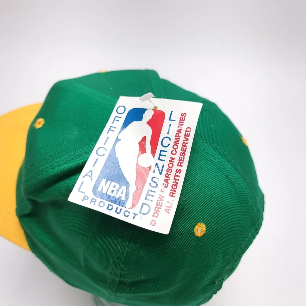 Vintage‎ Seattle SuperSonics Snapback Hat Drew Pearson NBA Green Yellow Skyline